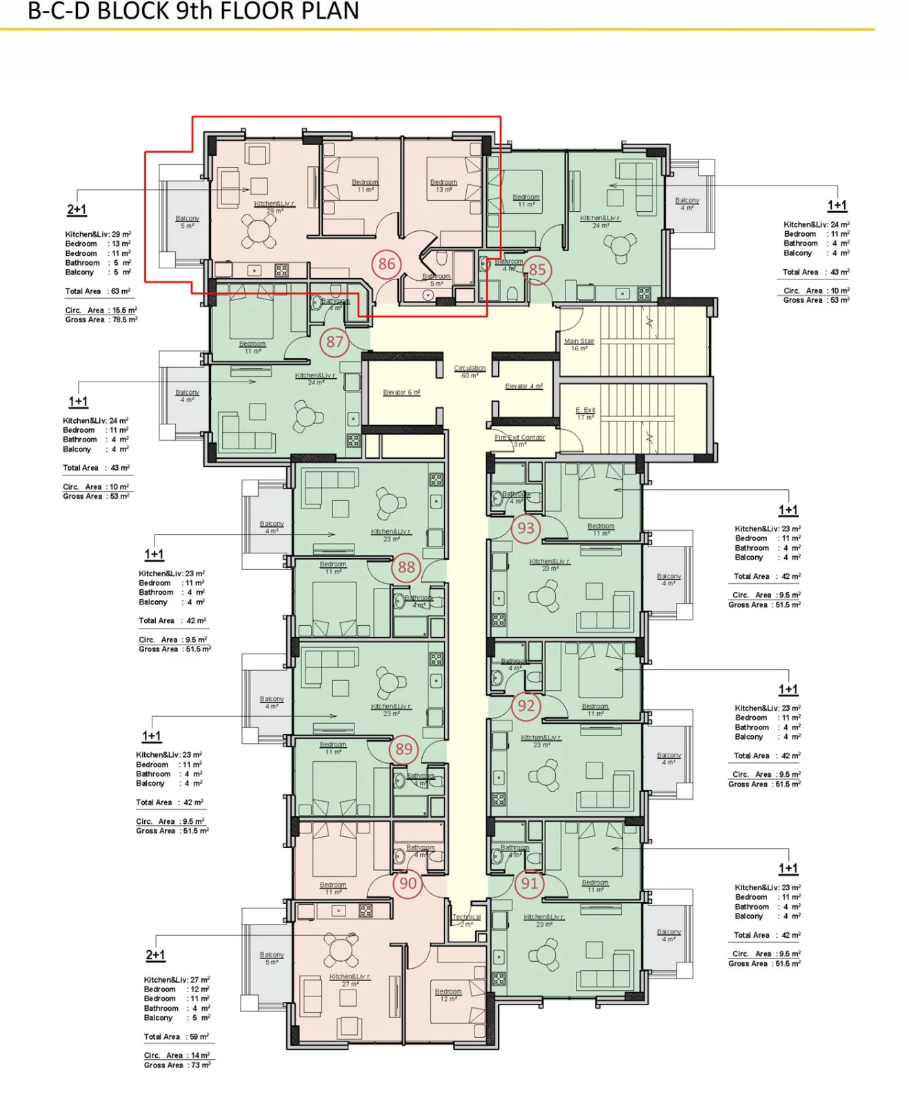 планировка — Квартира 2+1 в Exodus Resort Comfort B-86, Махмутлар