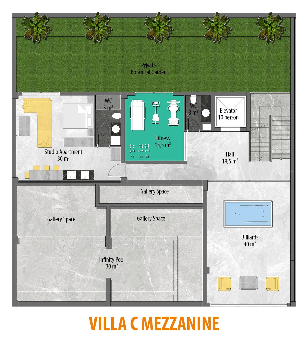 план мезонина — Horizon Luxury Villas, Тепе